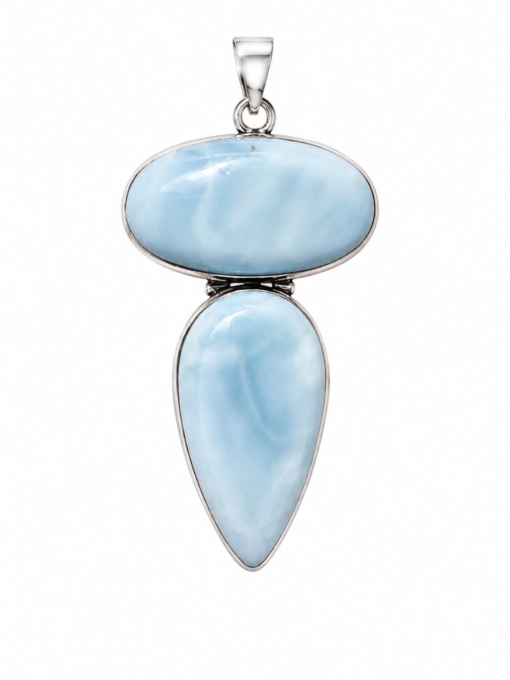 Sterling Silver Blue Larimar Double Stone Pendant
